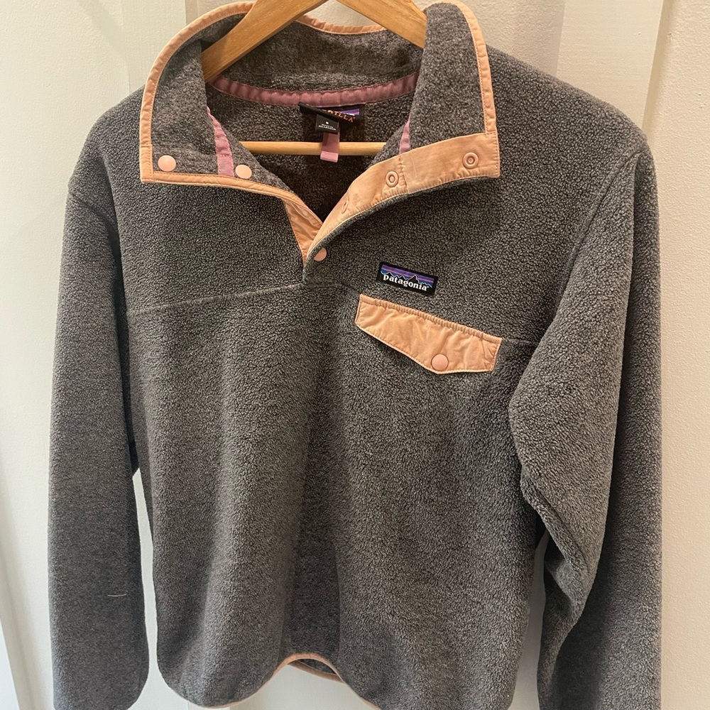 Patagonia Women’s Zip-Up Sweater in Gray and Tan